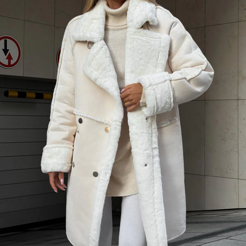 Stilla | Lang frakke Oversized snit Blødt fløjlsmateriale Bred revers