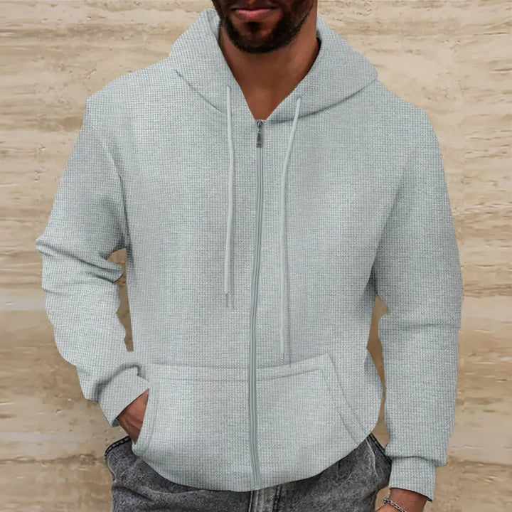 Stilla | Hættetrøje Vaffelstruktur Regular Fit Lynlås Casual Stil