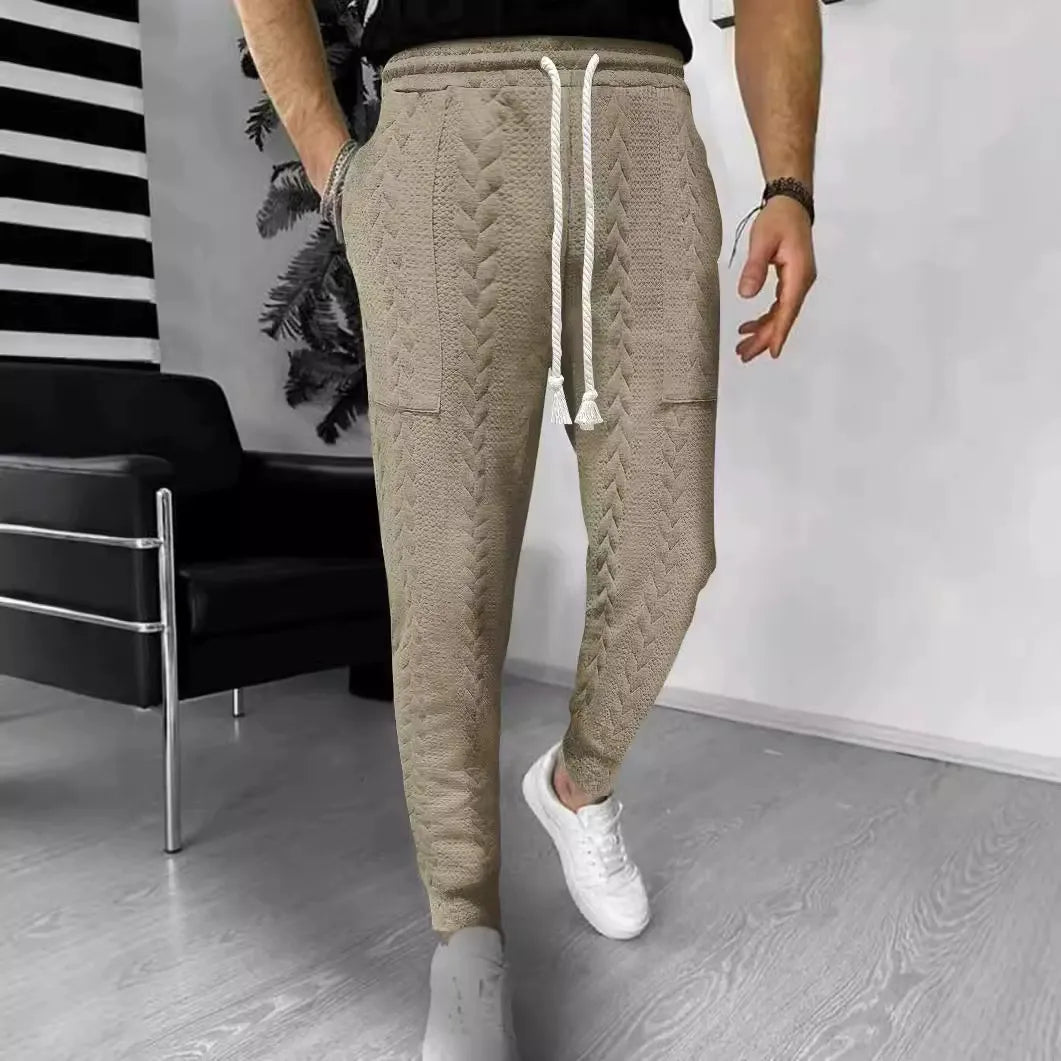 Stilla | Bukser Jogger Jacquard Struktur Lige pasform Snøre Omslagbukser