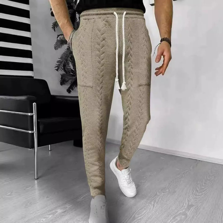 Stilla | Bukser Jogger Jacquard Struktur Lige pasform Snøre Omslagbukser