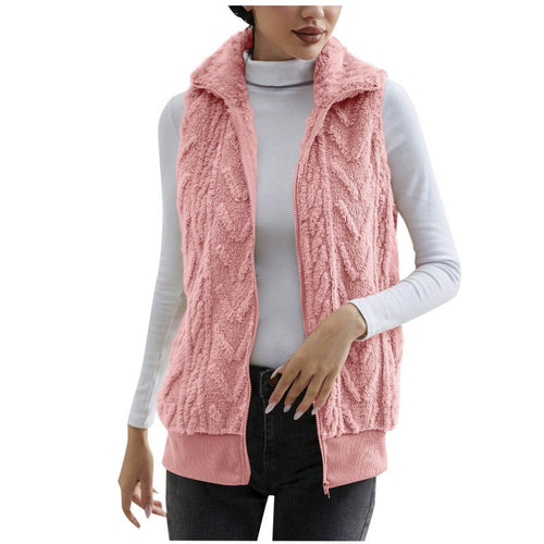 Stilla | Uden Ærmer Jacquard Fleece Lynlås Høj Krave Relaxed Pasform
