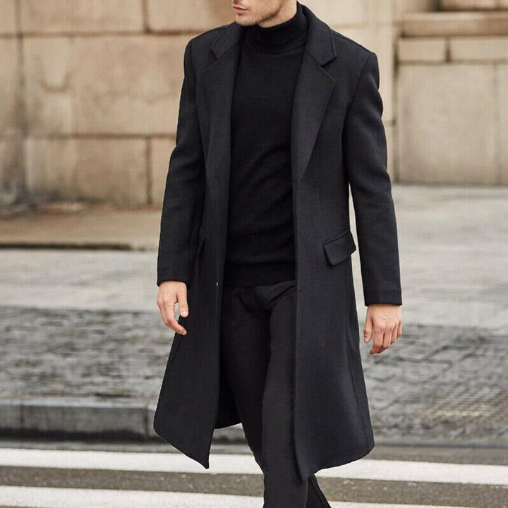 Stilla | Trenchcoat Taljeformet Pasform Uldmix Lang Model Klassiske Revers