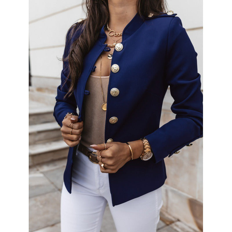 Stilla | Blazer Slim Fit Dobbeltknap Polstret Skuldre Bomuldsblanding