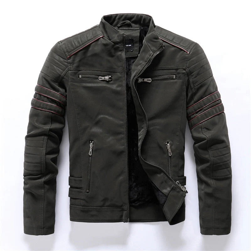 Stilla | Bikerjakke Slim Fit Quiltede skuldre Lynlås ståkrave