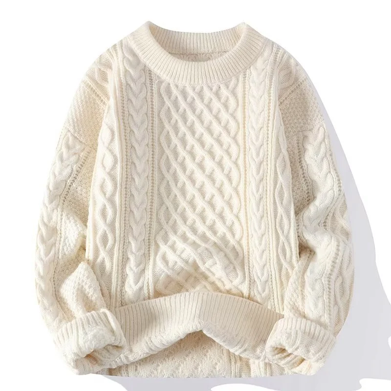 Stilla | Sweatshirt Uldblanding Løs Pasform Kabelstrik Ribbet Hals