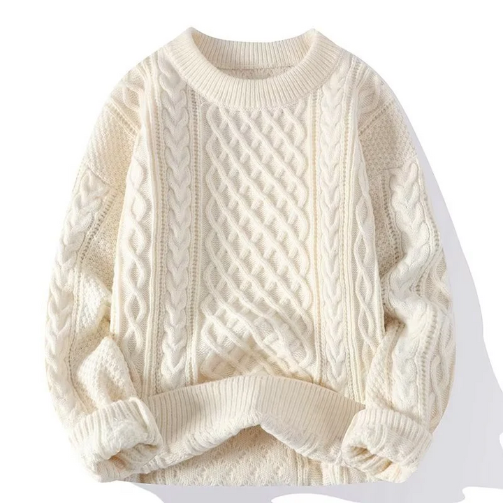 Stilla | Sweatshirt Uldblanding Løs Pasform Kabelstrik Ribbet Hals