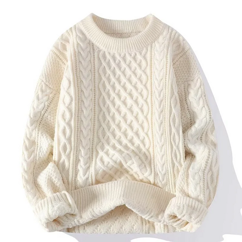 Stilla | Sweatshirt Uldblanding Løs Pasform Kabelstrik Ribbet Hals