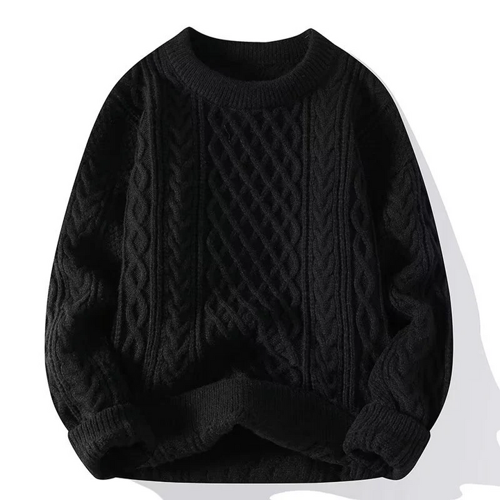 Stilla | Sweatshirt Uldblanding Løs Pasform Kabelstrik Ribbet Hals