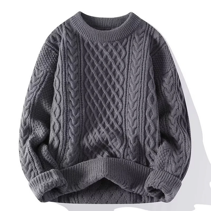 Stilla | Sweatshirt Uldblanding Løs Pasform Kabelstrik Ribbet Hals