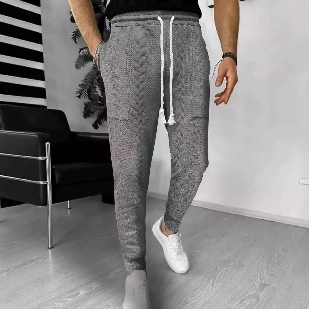 Stilla | Bukser Jogger Jacquard Struktur Lige pasform Snøre Omslagbukser
