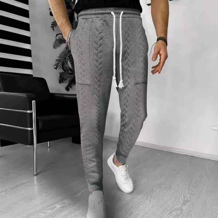 Stilla | Bukser Jogger Jacquard Struktur Lige pasform Snøre Omslagbukser