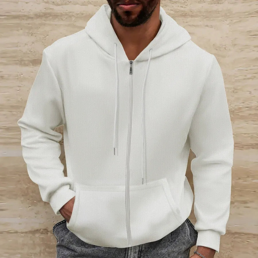 Stilla | Hættetrøje Vaffelstruktur Regular Fit Lynlås Casual Stil