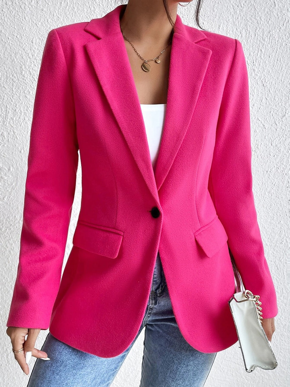 Stilla | Blazer Uldblanding Slim Fit Reverskrave Enkeltstående med lommer