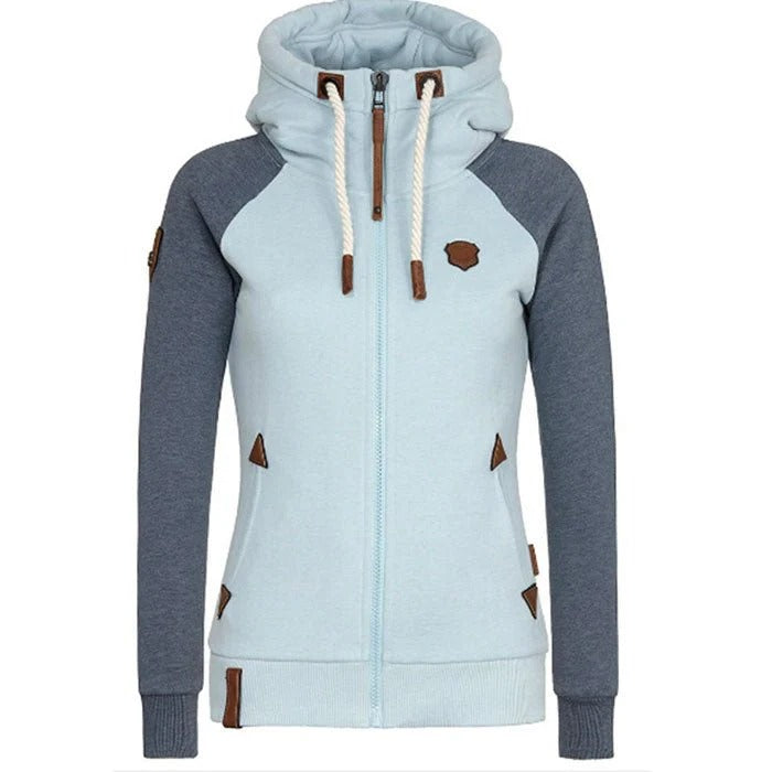 Stilla | Hoodie med lynlås Slim Fit strikstof ribkant lommer og snoretrækhætte
