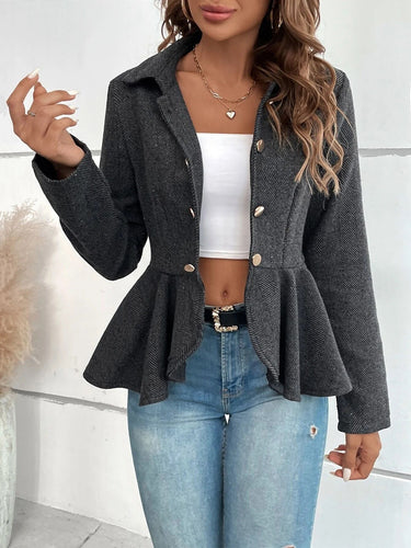 Stilla | Blazer Slim Fit Jacquard Dobbeltknap Peplum Kontorbrug