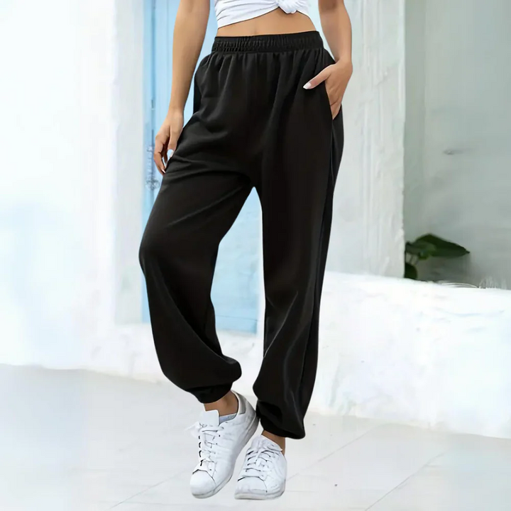 Stilla | Sweatpants Afslappet pasform bomuldsblanding Elastisk talje Ribkant