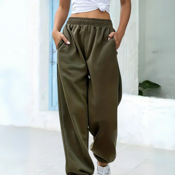 Stilla | Sweatpants Afslappet pasform bomuldsblanding Elastisk talje Ribkant