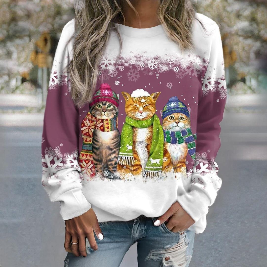 Stilla | Strik Sweatshirt Løs pasform Grafisk tryk Ribkanter Løs stil