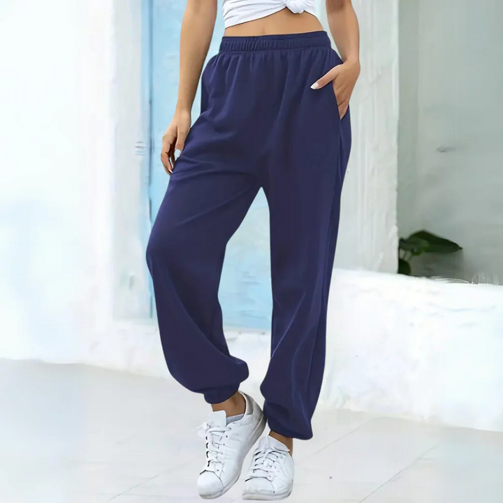 Stilla | Sweatpants Afslappet pasform bomuldsblanding Elastisk talje Ribkant