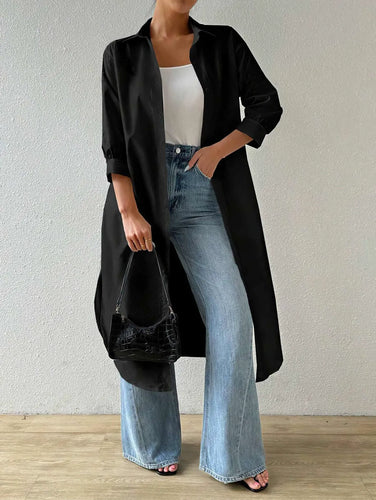 Stilla | Strikjakke Light Knit Long Model Åben Front 3/4 Ærmer Afslappet Pasform