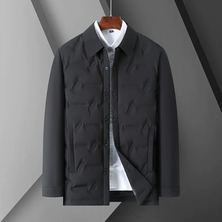 Stilla | Dunjakke Slim Fit Skjortekrave Knaplukning Steppedesign