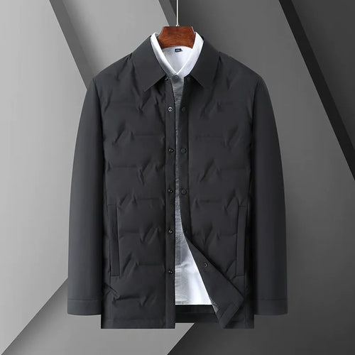 Stilla | Dunjakke Slim Fit Skjortekrave Knaplukning Steppedesign