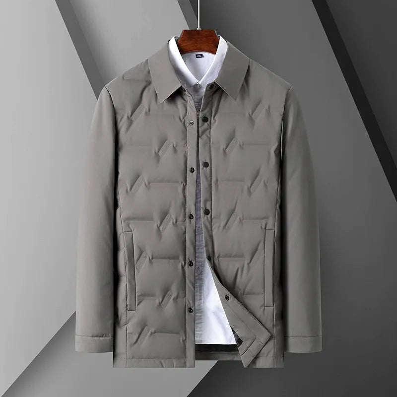 Stilla | Dunjakke Slim Fit Skjortekrave Knaplukning Steppedesign
