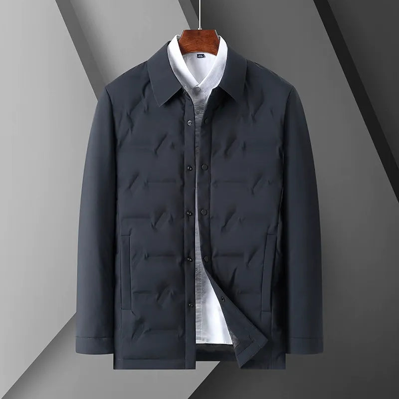 Stilla | Dunjakke Slim Fit Skjortekrave Knaplukning Steppedesign