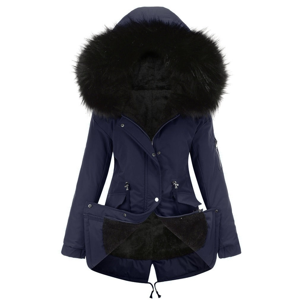 Stilla | Parka Casual Fit Fleece Fôret Kunstpelshætte mellem Lang