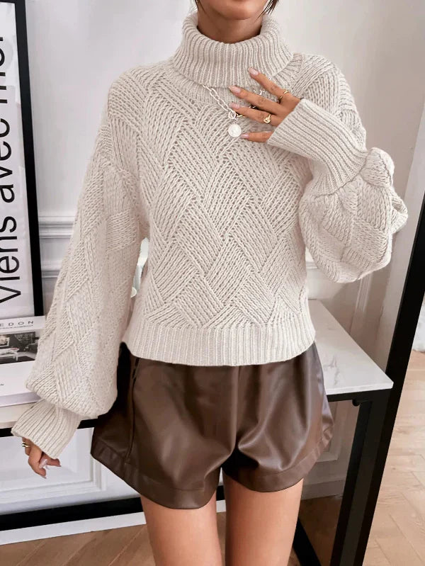 Stilla | Pullover Pullover Uldstrik Overstørrelse Fit Turtleneck Lanterneærmer