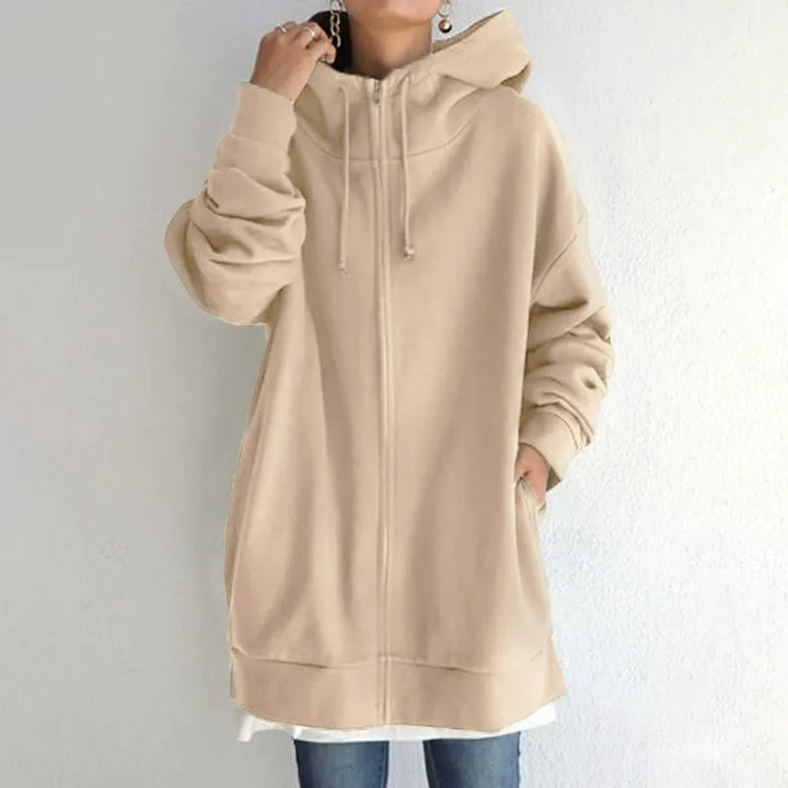 Stilla | Hætte sweatshirt Over størrelse Pasform Fleece Fôr Lynlås Casual Stil