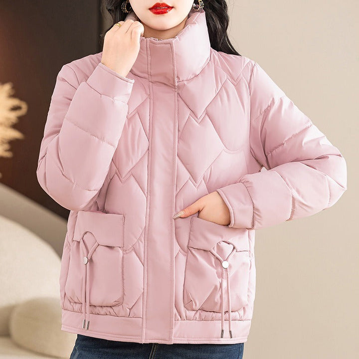 Stilla | Polstret jakke Stofdesign Casual pasform Høj krave Lynlås og trykknaplukning