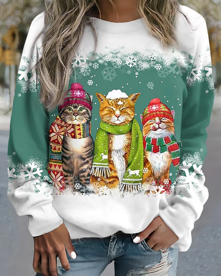 Stilla | Strik Sweatshirt Løs pasform Grafisk tryk Ribkanter Løs stil