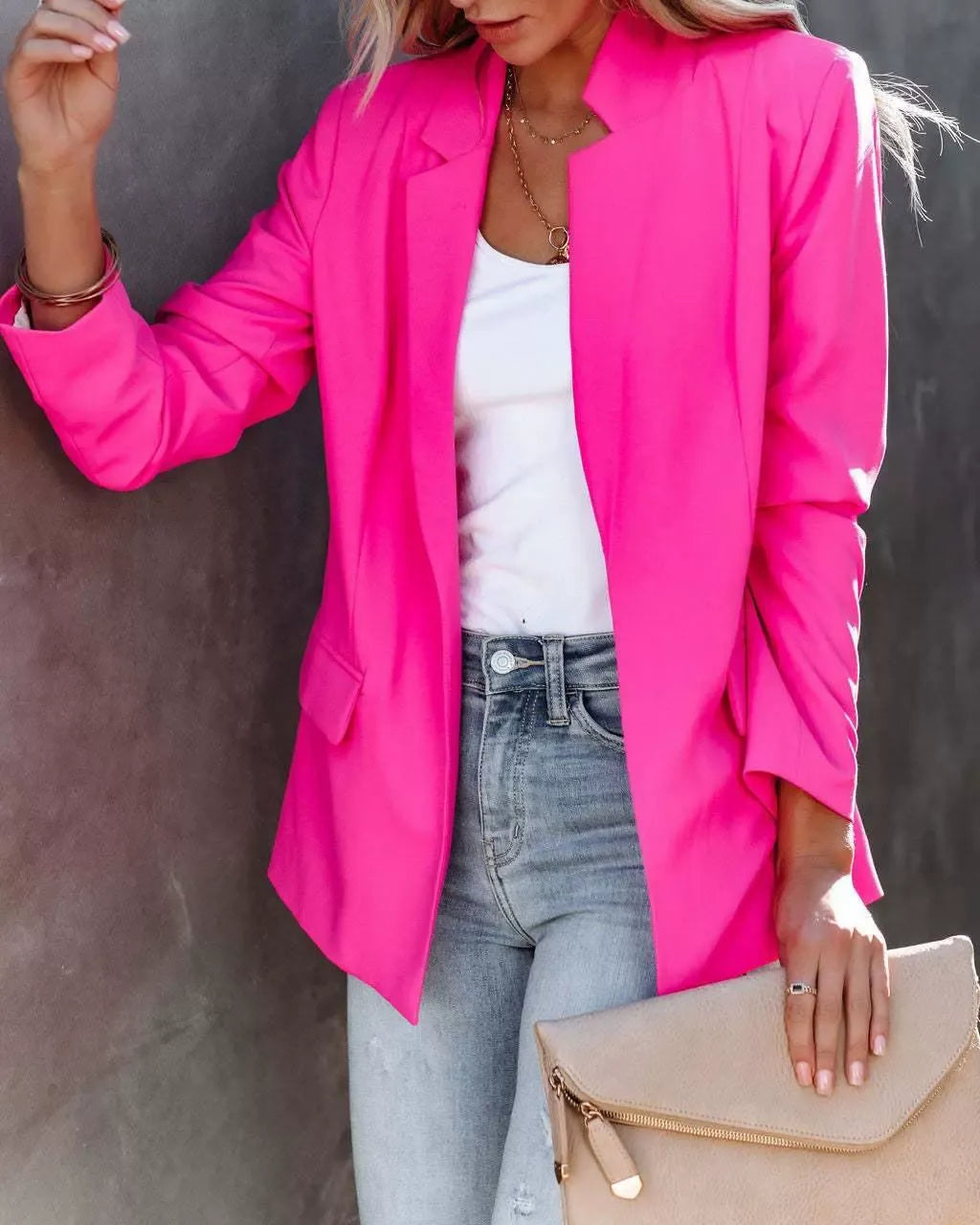 Stilla | Blazer Slim Fit Revers En Knap Struktureret Gewebe Design