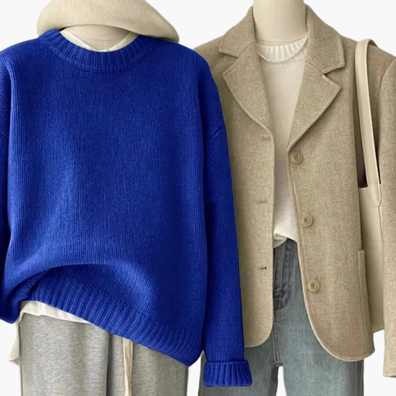 Stilla | Sæt Afslappet Retro Japansk Stil - Strikpullover og Blazer til Hverdag og Fritid