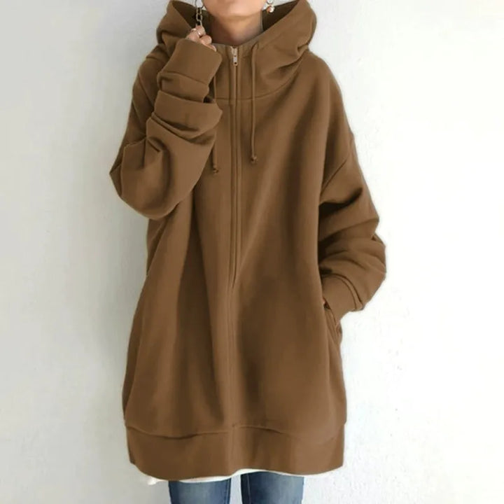 Stilla | Hætte sweatshirt Over størrelse Pasform Fleece Fôr Lynlås Casual Stil
