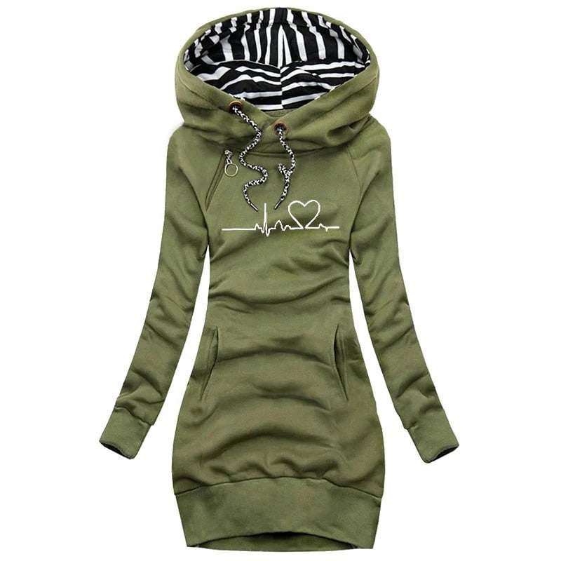 Stilla | Hoodie kjole Slim Fit bomuldsblanding trykt design afslappet stil