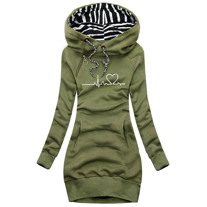 Stilla | Hoodie kjole Slim Fit bomuldsblanding trykt design afslappet stil