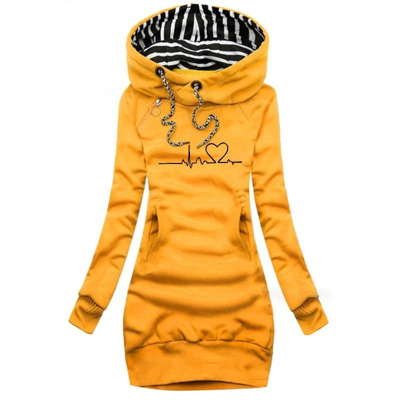 Stilla | Hoodie kjole Slim Fit bomuldsblanding trykt design afslappet stil