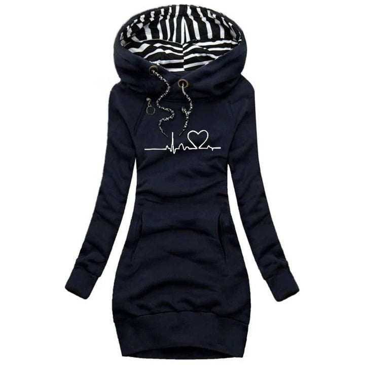 Stilla | Hoodie kjole Slim Fit bomuldsblanding trykt design afslappet stil