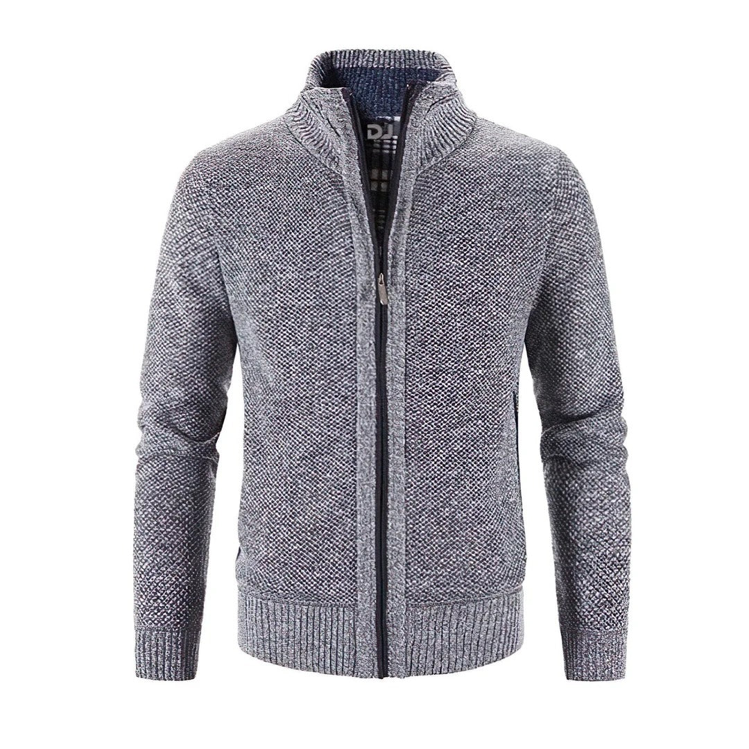 Stilla | Zip Cardigan Slim Fit Uldstrik Ribkanter Kontrastdetalje
