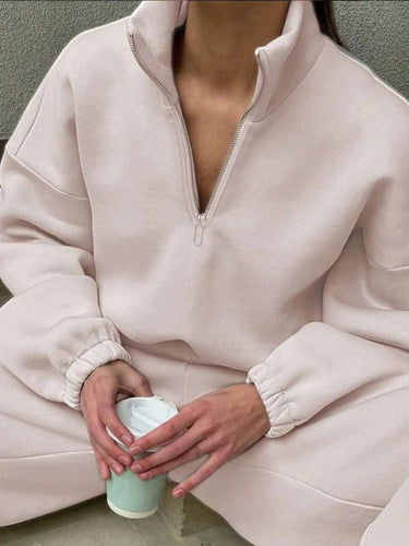 Stilla | Plus size pasform høj krave med kort lynlås blødt bomuldsfølelse