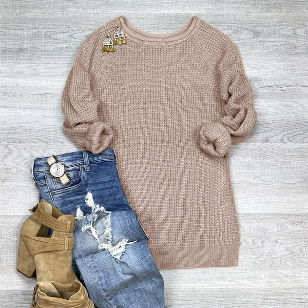 Stilla | Strikketrøje Overstørrelse Pasform Uld Rullekrave Sidesfusion Casual Stil