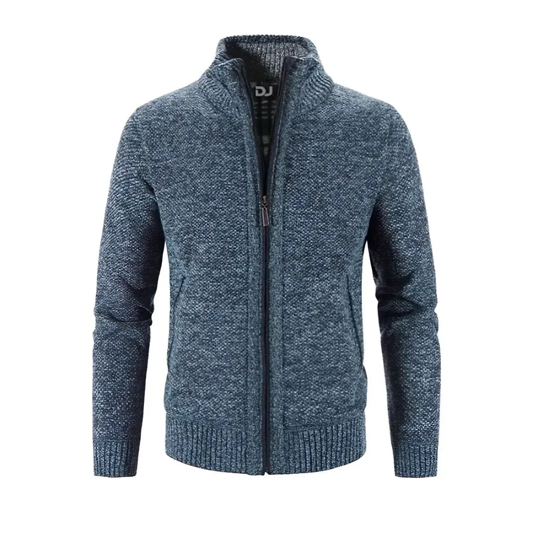 Stilla | Zip Cardigan Slim Fit Uldstrik Ribkanter Kontrastdetalje