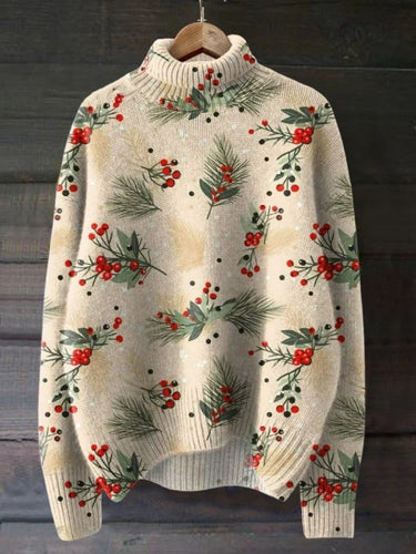 Stilla | Rullekrave sweater Uld strik Relaxed Fit Festligt mønster Ribkanter