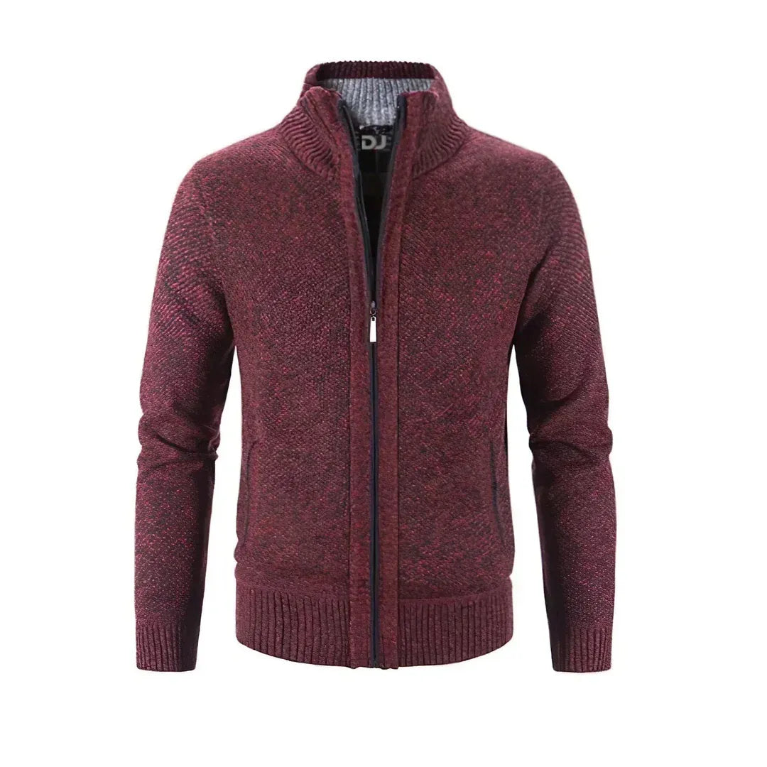 Stilla | Zip Cardigan Slim Fit Uldstrik Ribkanter Kontrastdetalje