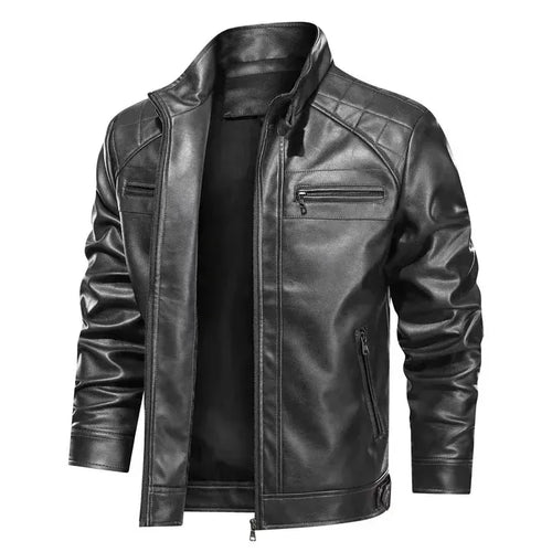 Stilla | Bikerjakke Slim Fit Skulderdetaljer Lynlås Læderlook