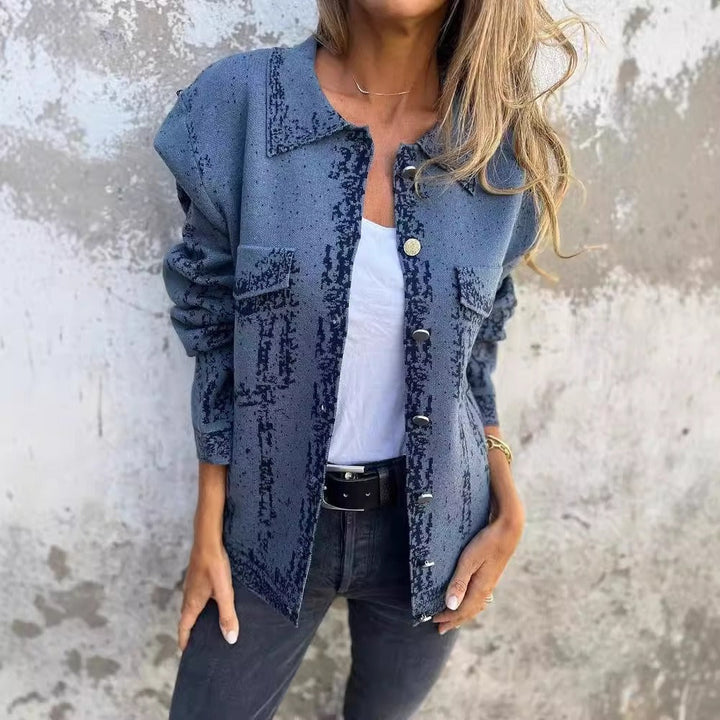 Stilla | Strikket uldblanding Casual pasform Metal knapper med revers
