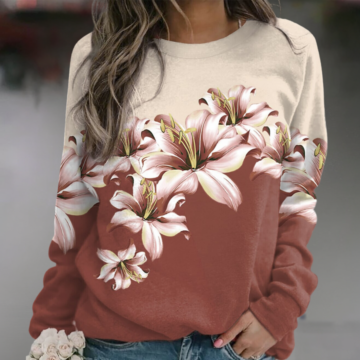 Stilla | Sweatshirt Blødt Åndbart Materiale Behagelig Pasform Floral Print Lange Ærmer