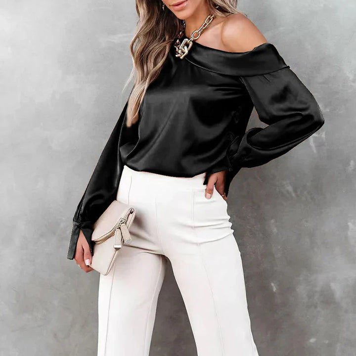 Stilla | Sort Satin Bluse skjorte